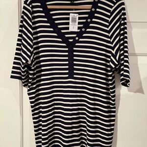 Torrid Striped Navy and White Ribbed Top NWT